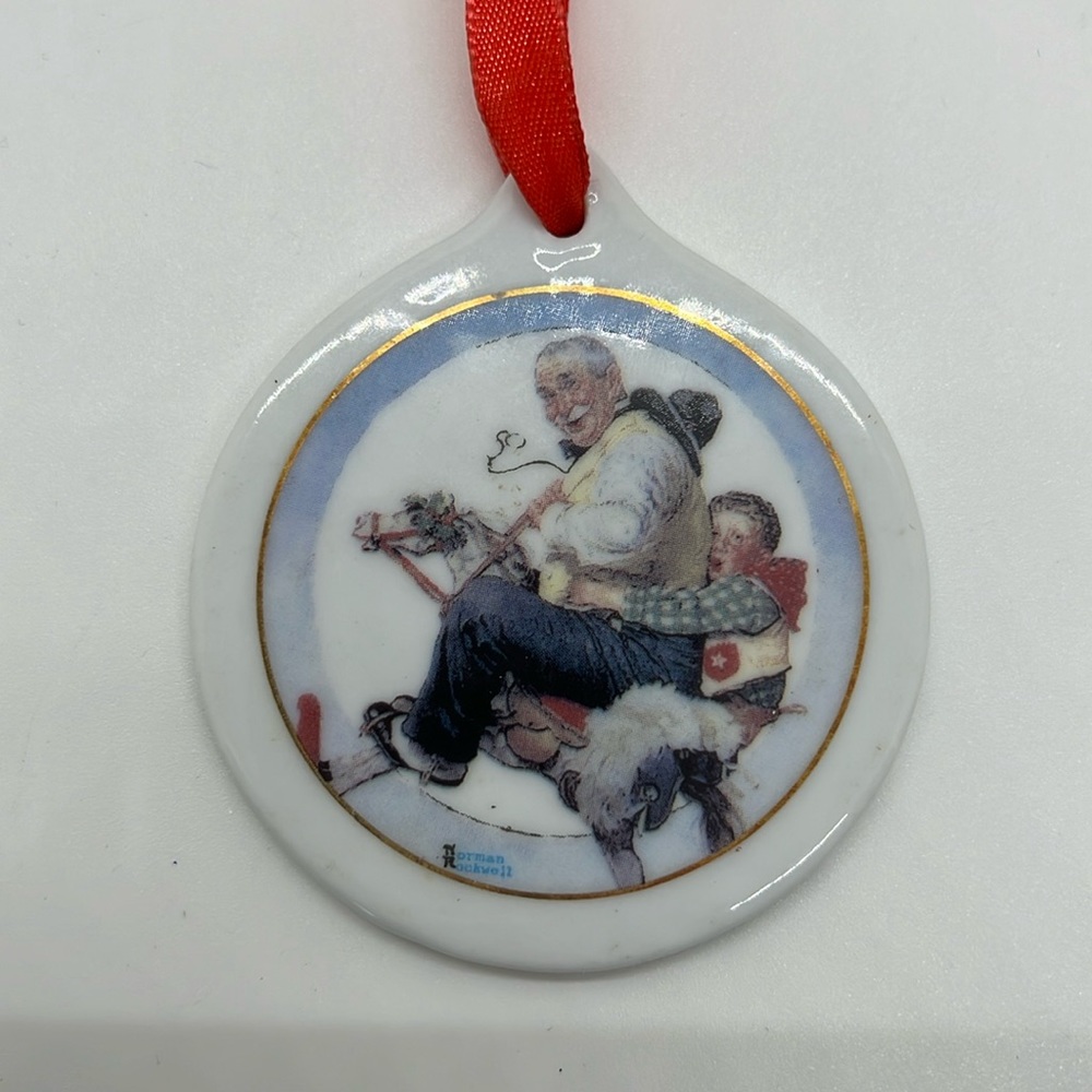 Vintage Norman Rockwell Glass Christmas Ornament